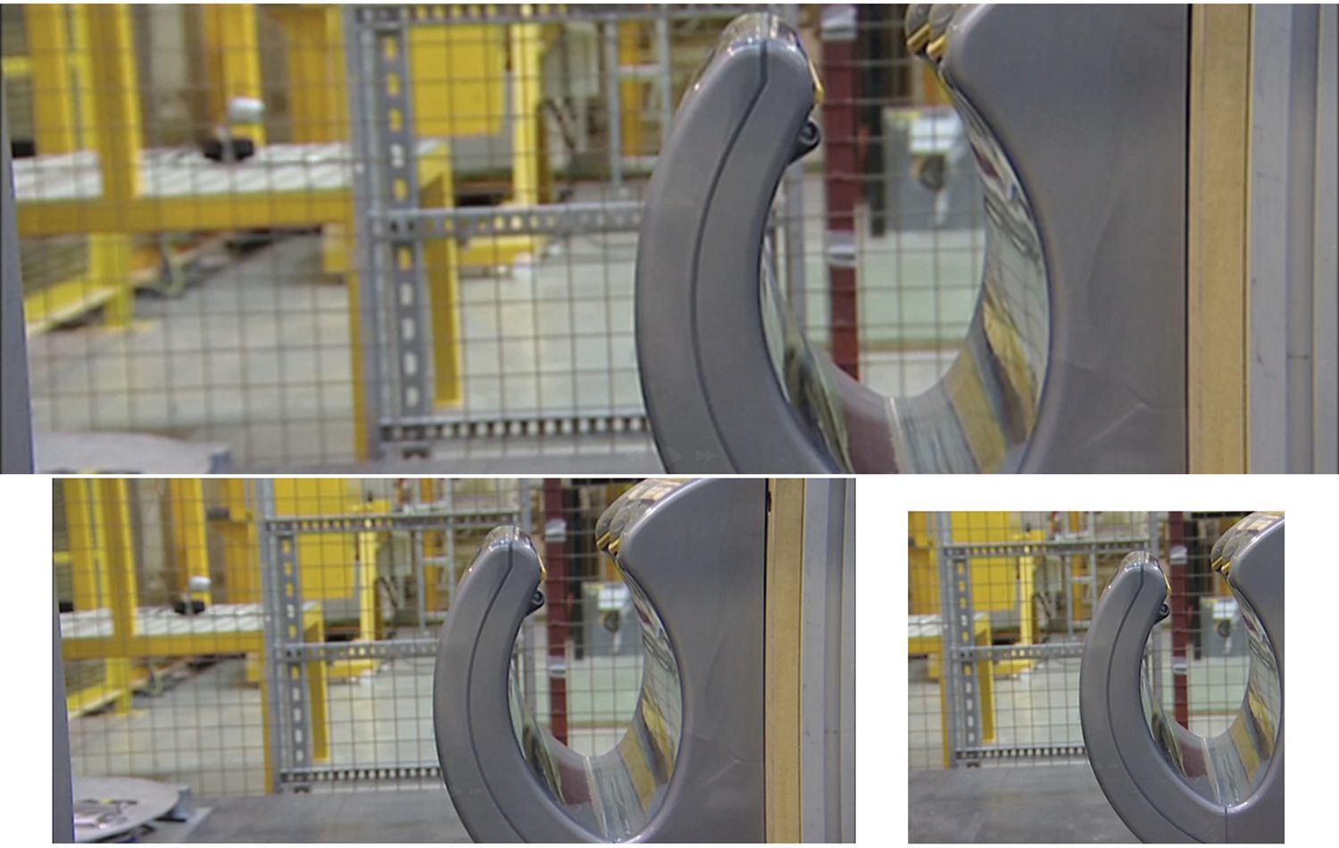 A Dyson Airblade dB hand dryer in an industrial warehouse.