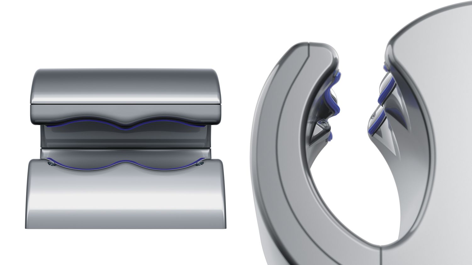 Top-down and side view of the Dyson Airblade dB hand dryer.