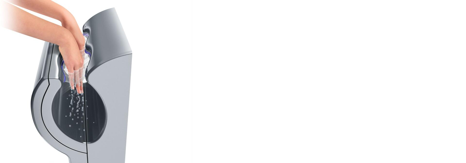 Dłonie w suszarce Dyson Airblade Db
