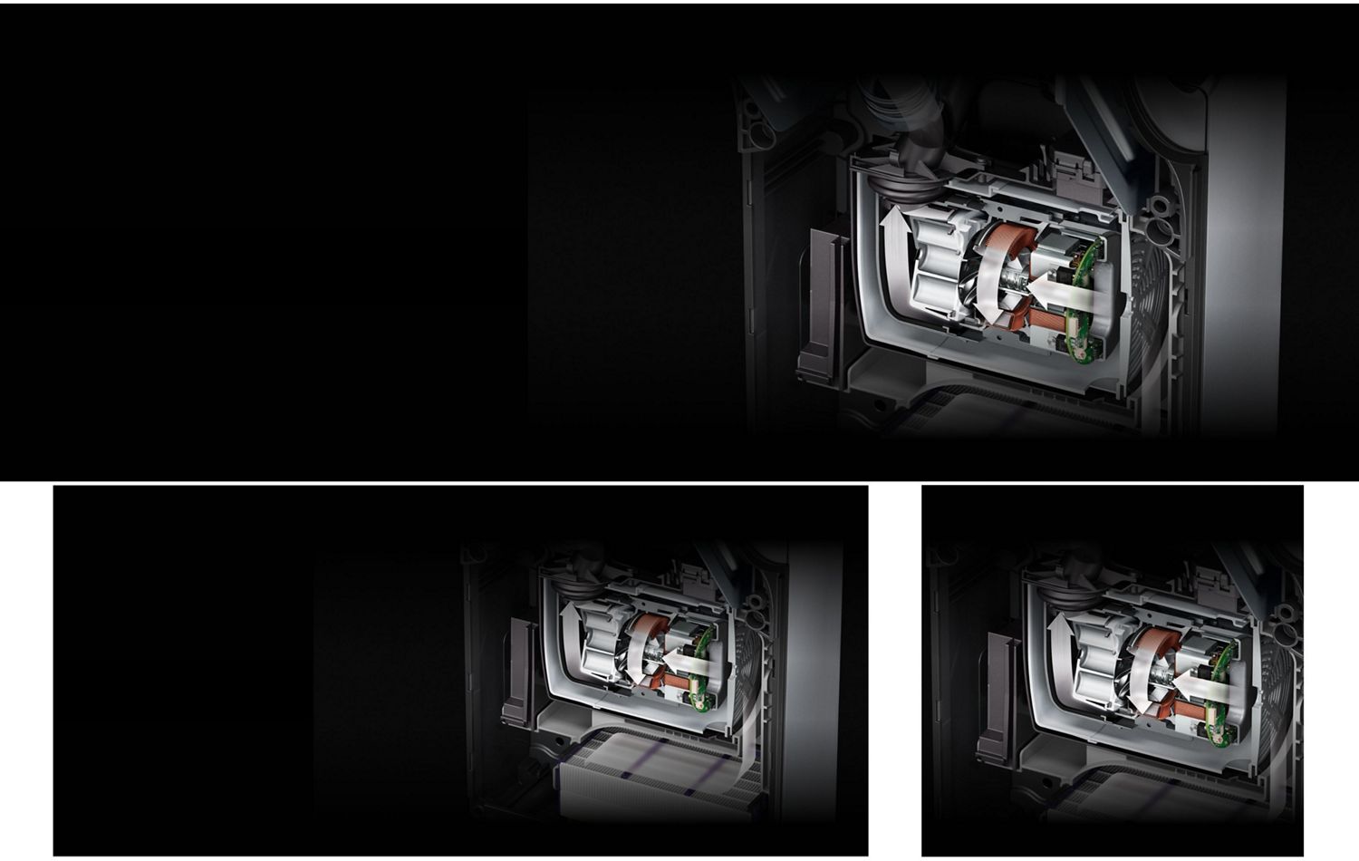 Cutaway showing the digital motor inside the Dyson Airblade dB hand dryer.