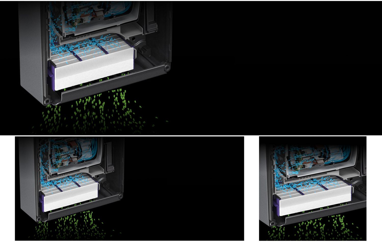 Cutaway showing the filter in the Dyson Airblade dB hand dryer as it cleans the air.