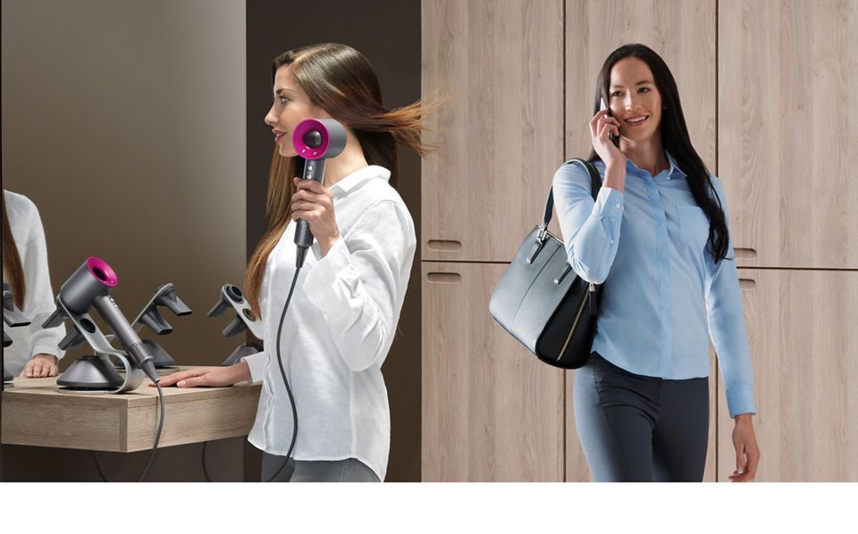 Dyson Supersonic Haartrockner auf einem Waschbecken 