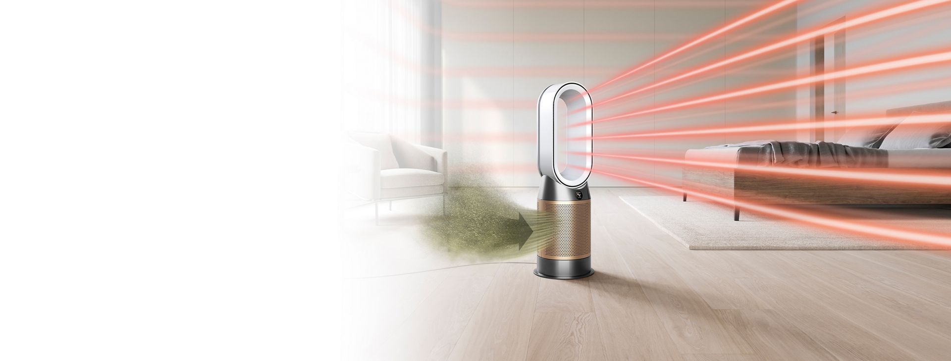 Grande espaço purificado por um purificador Dyson