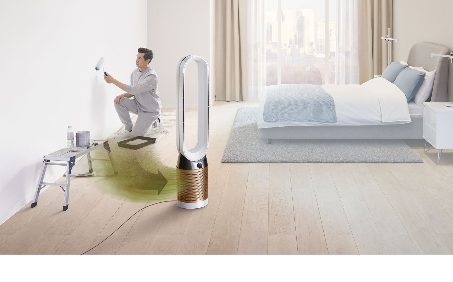 Dyson Pure Cryptomic Hot+Cool ™ in a room being decorated
