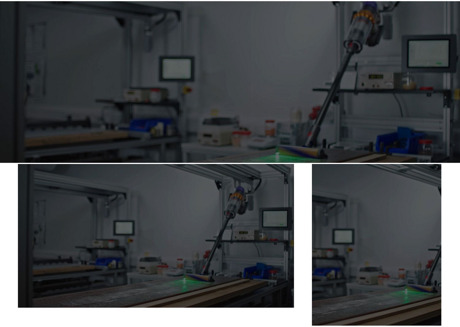 L'aspirateur robot laveur Dyson Spot+Scrub Ai émet une lumière verte pour faciliter la détection des liquides renversés et des débris.