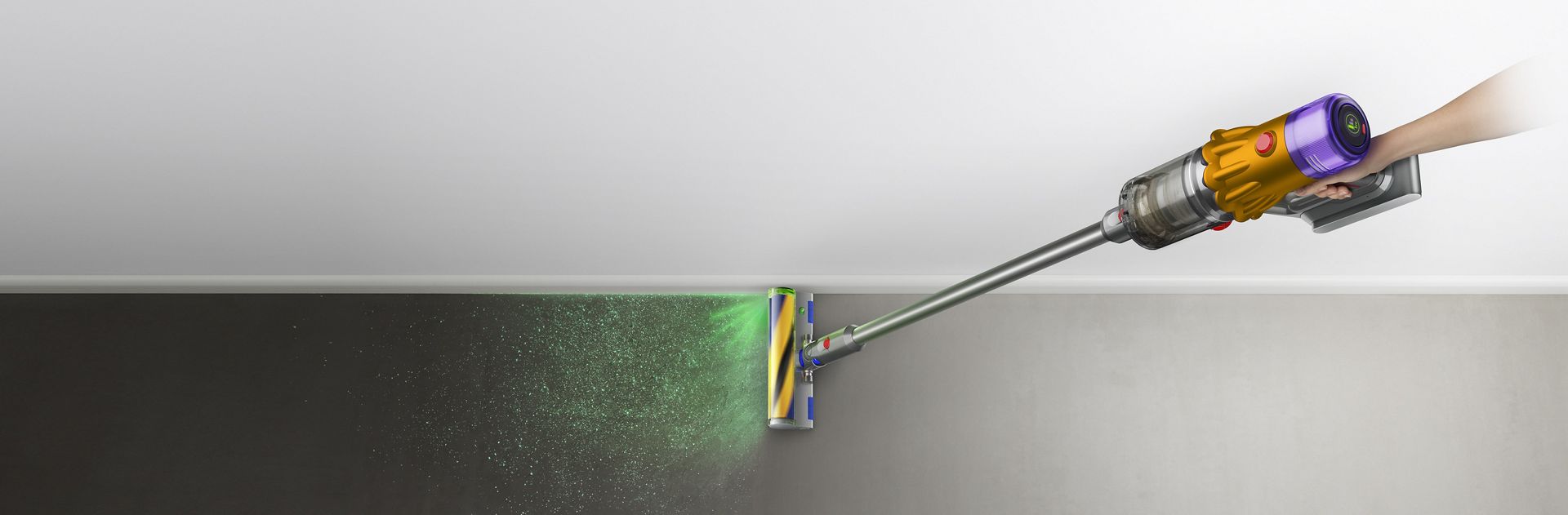 Dyson V11 Absolute vacuum side view cleaning carpet