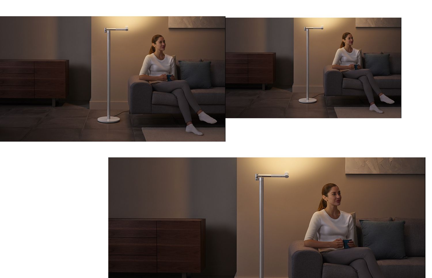 Le lampadaire sur pied Solarcycle Morph dans le salon