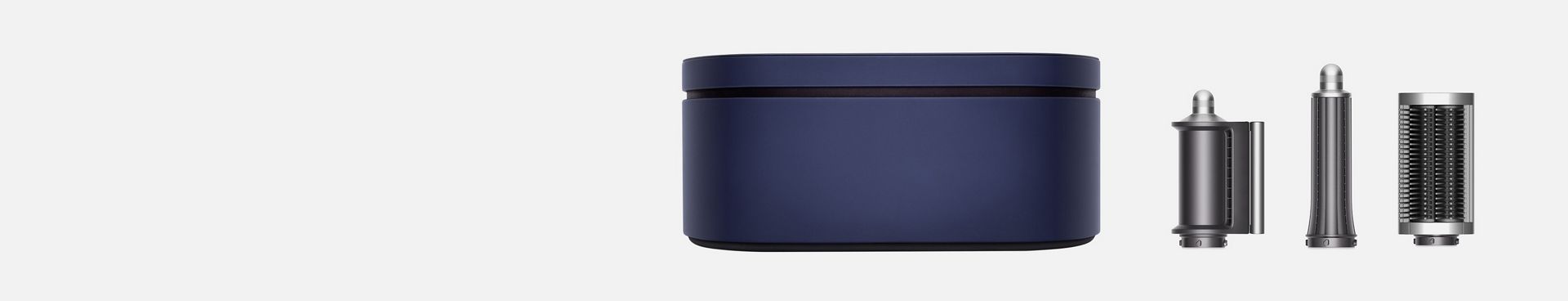Dyson Airwrap case in new Prussian blue with accessories and attachments