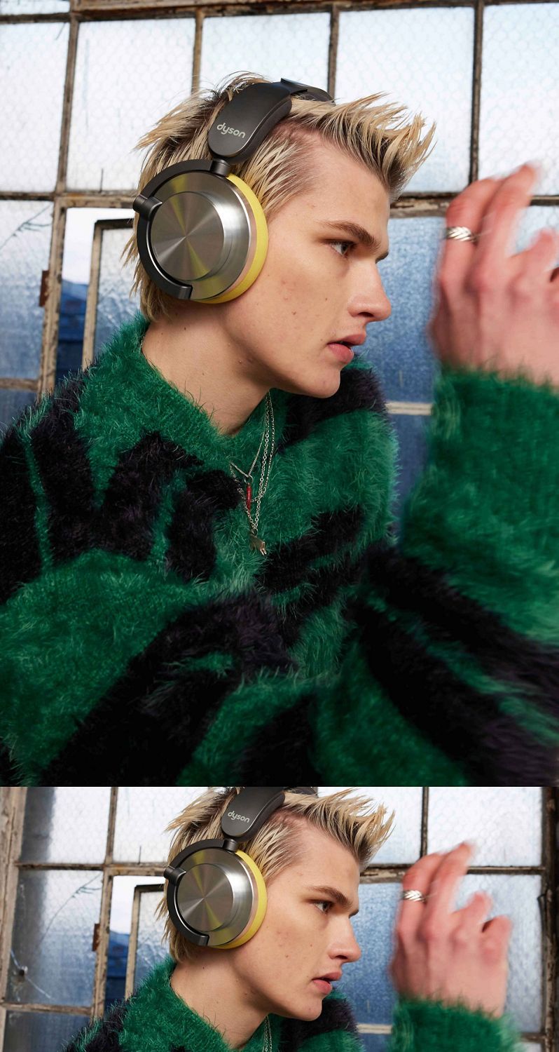Un mannequin portant le casque audio Dyson OnTrac.