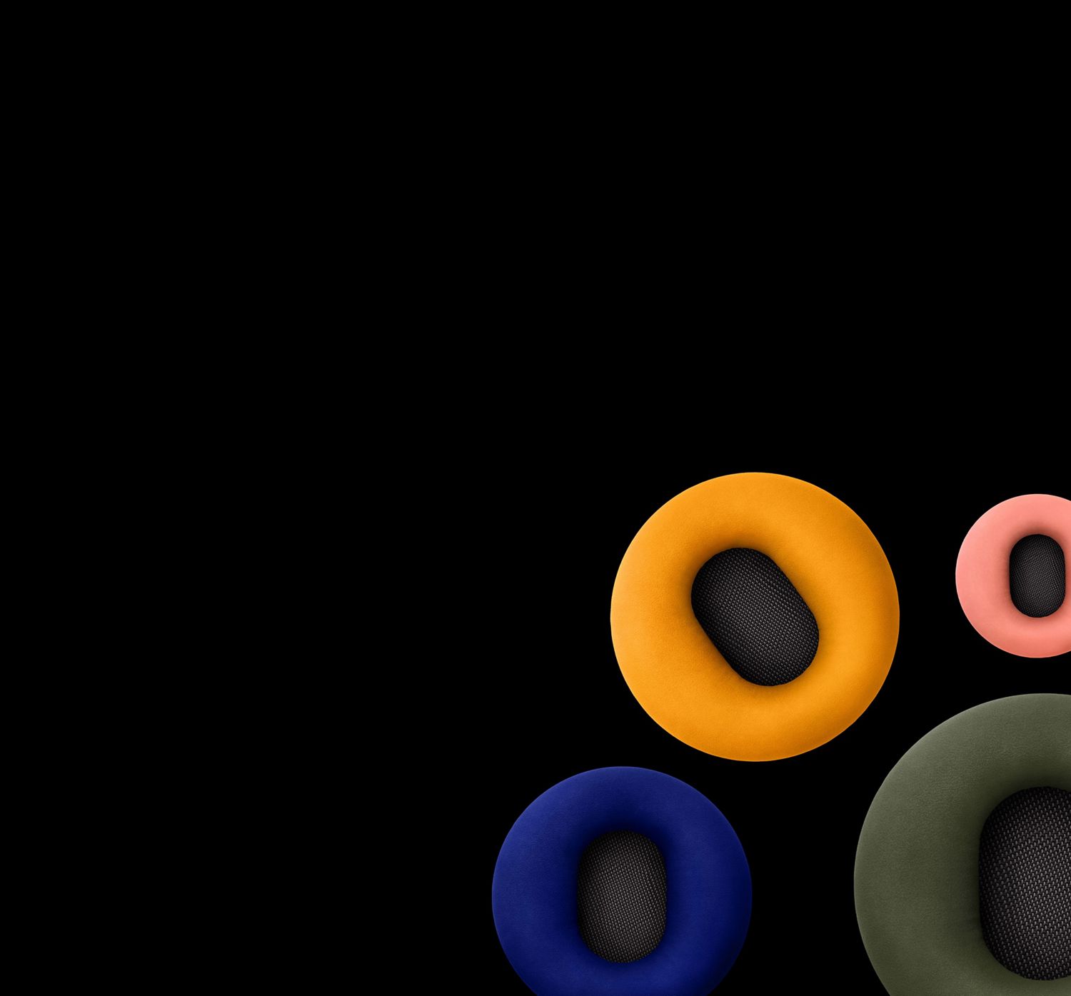 Des coussinets Dyson OnTrac dans différentes couleurs.