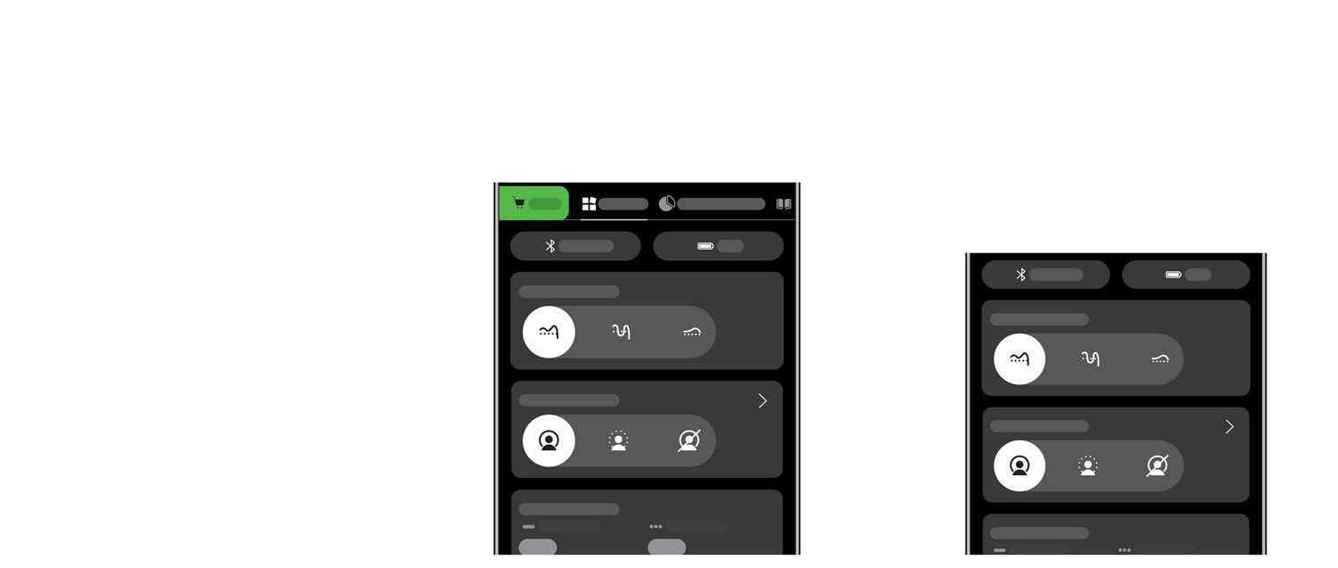 A phone screen showing the ANC modes for the Dyson OnTrac headphones on the MyDyson app.