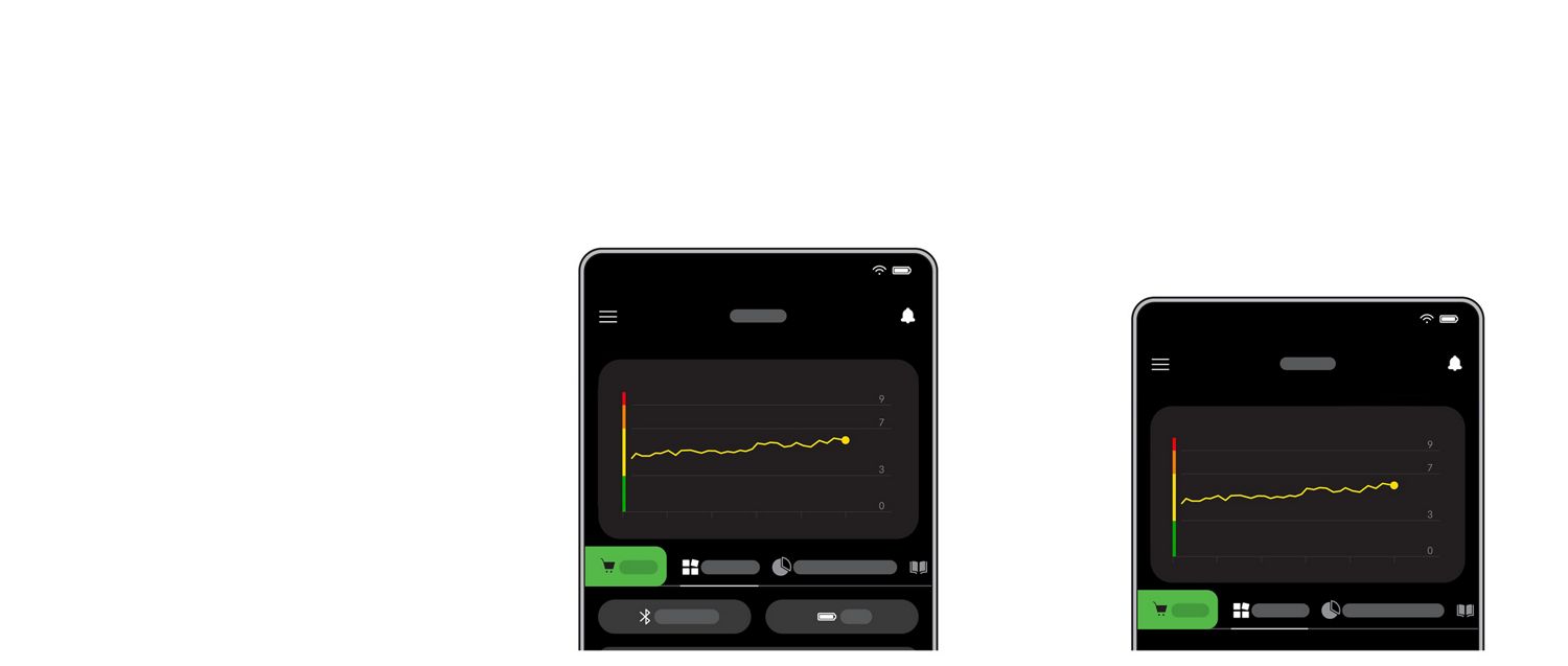 A phone screen showing the real-time air pollution graph for the Dyson OnTrac headphones on the MyDyson app.