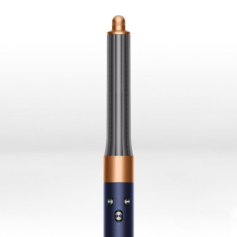 Image sur fond blanc du Dyson Airwrap bleu de prusse cuivre