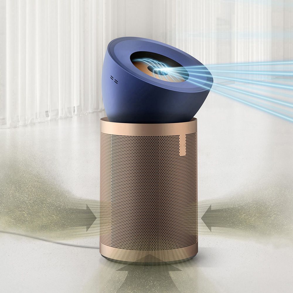 The Dyson Big+Quiet Formaldehyde BP04 air purifier purifies air in a home.