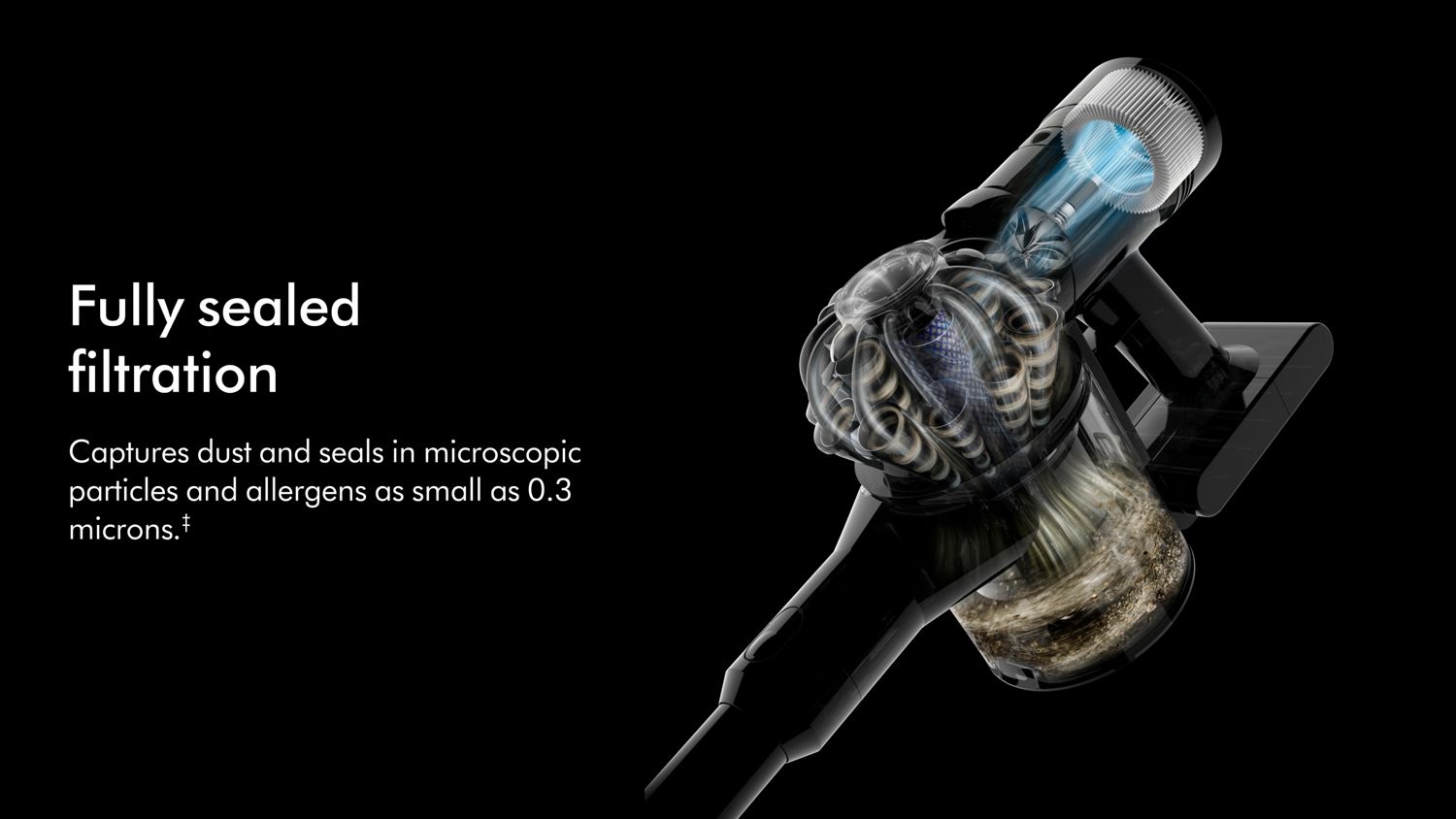 The filtration technology inside the Dyson V8 vacuum.