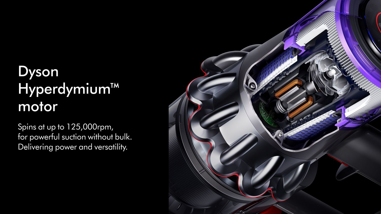 The Dyson Hyperdymium motor inside the V11 vacuum cleaner.
