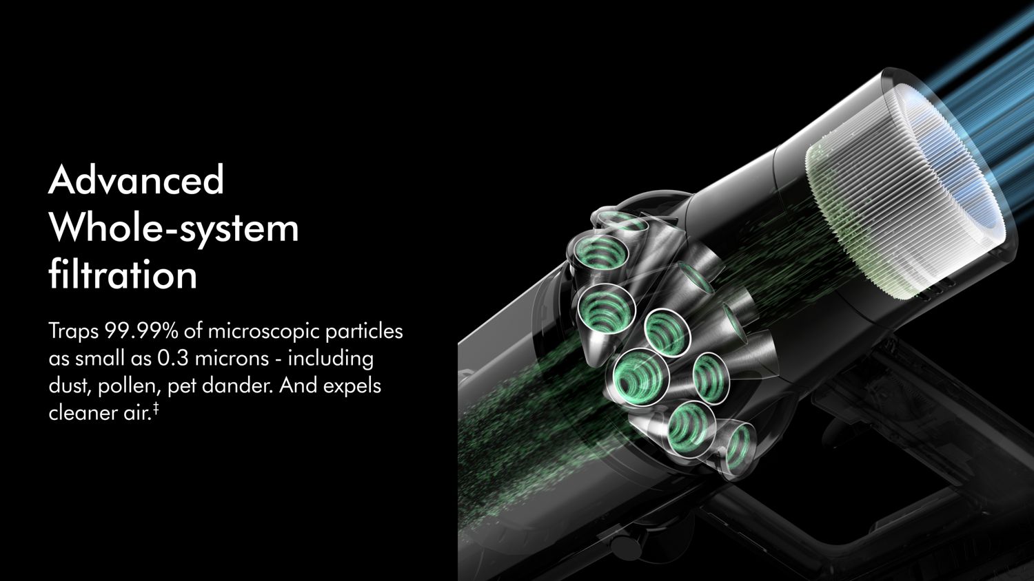 The powerful filtration system within the Dyson V11 vacuum cleaner.