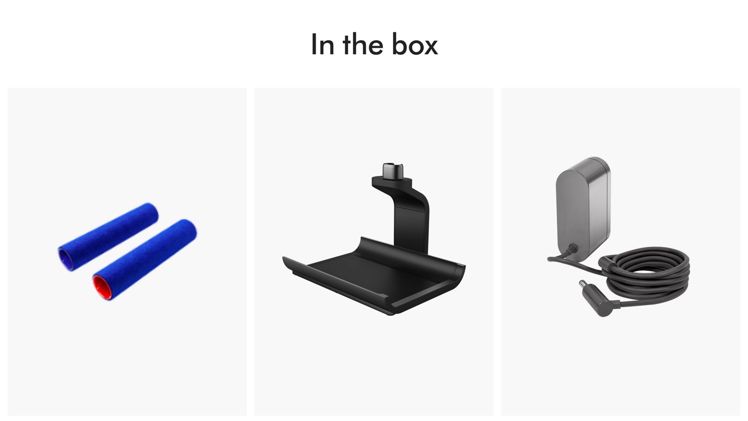 The accessories included with the Dyson WashG1 wet floor cleaner.