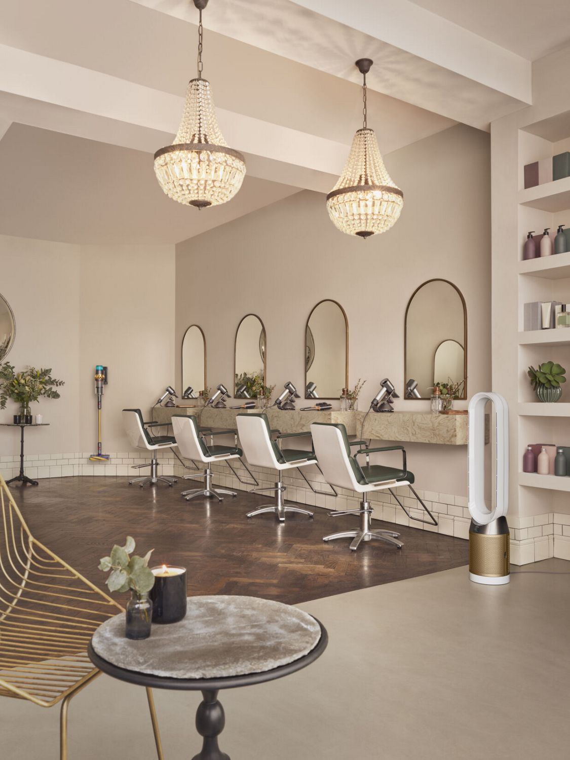 Dyson air purifier in a salon,