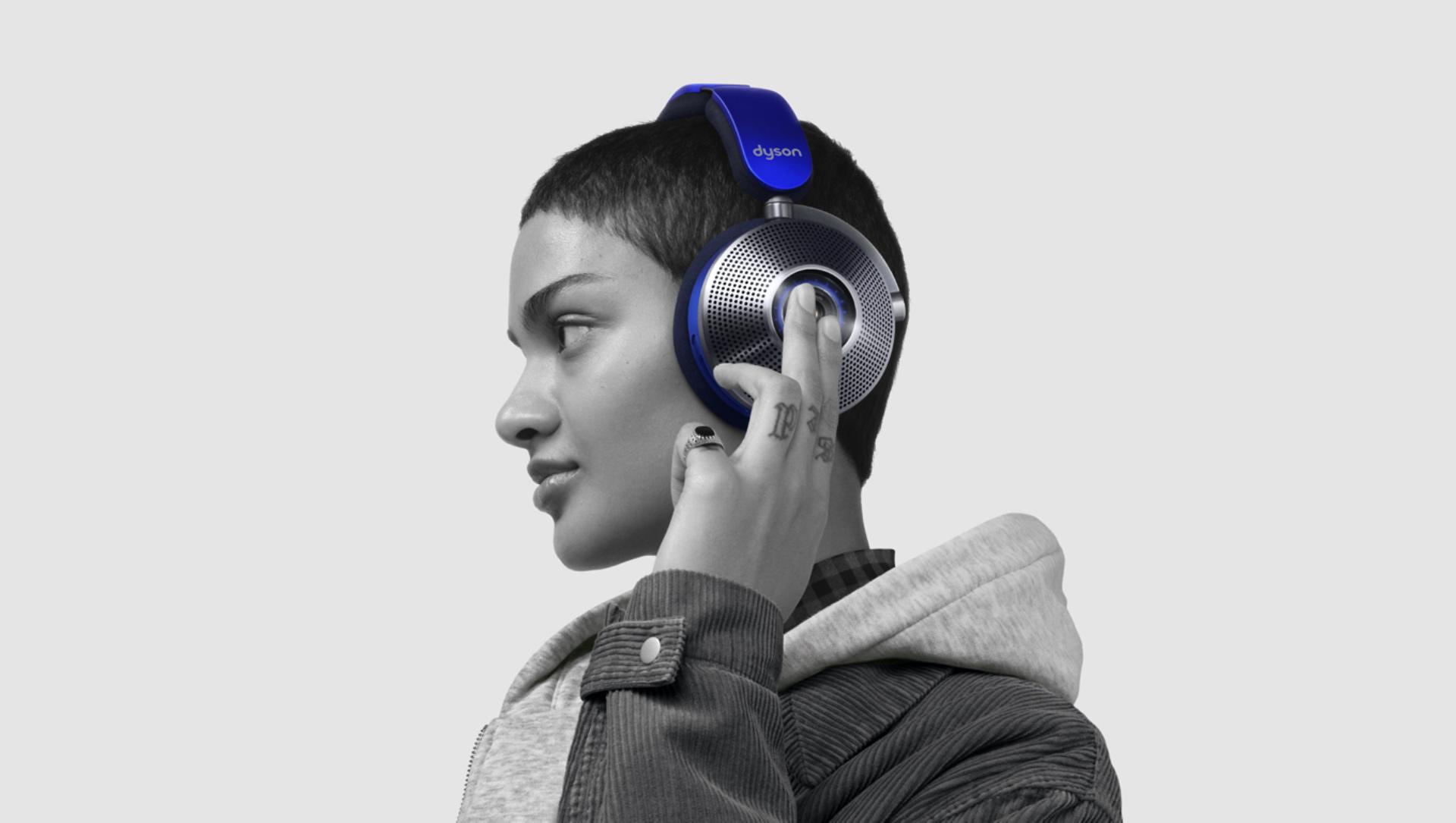Woman wearing Dyson Zone headphones with air purification 