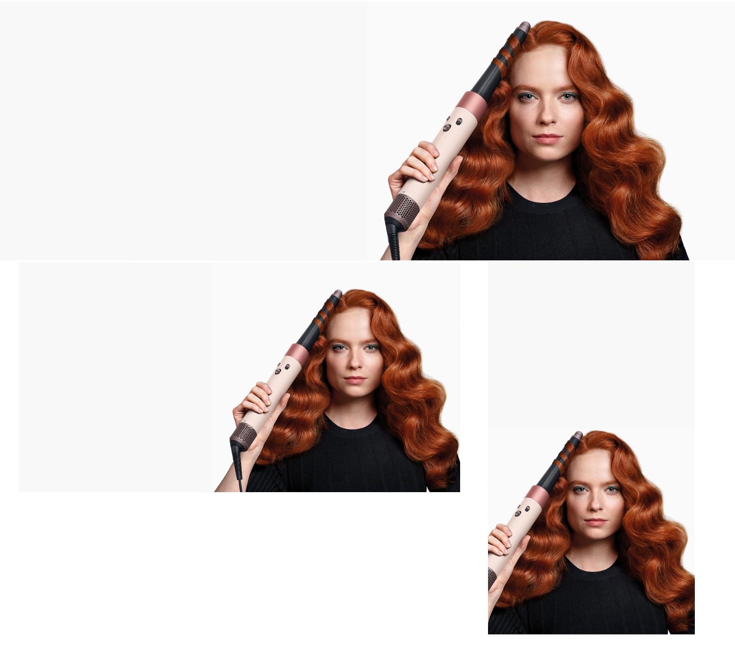 Dyson Airwrap i.d. multi-styler and dryer used by a model to style her hair.