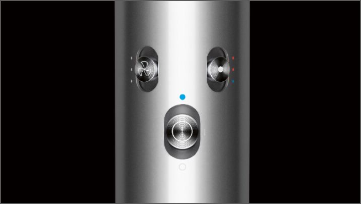 Close up of main control buttons on Dyson Airwrap Close-up cutaway of Dyson digital motor V9