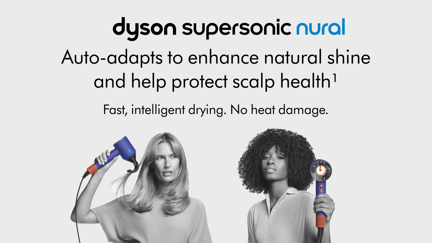 2 models use the Dyson Supersonic Nural hair dryer to style their hair.