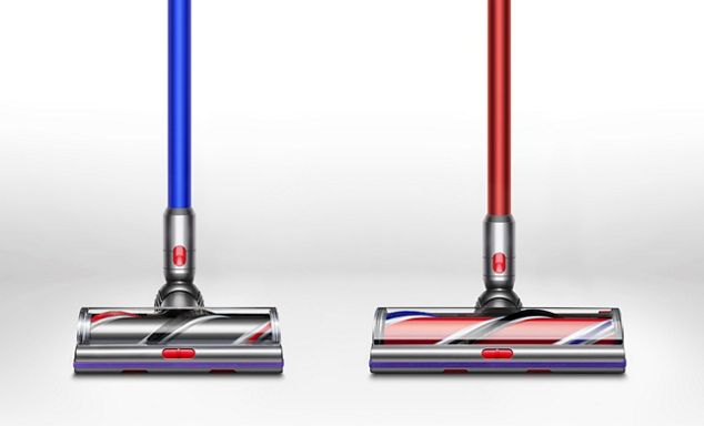 A Dyson V11 Outsize cleanerhead compared to the Dyson V11 Torque Drive cleanerhead.
