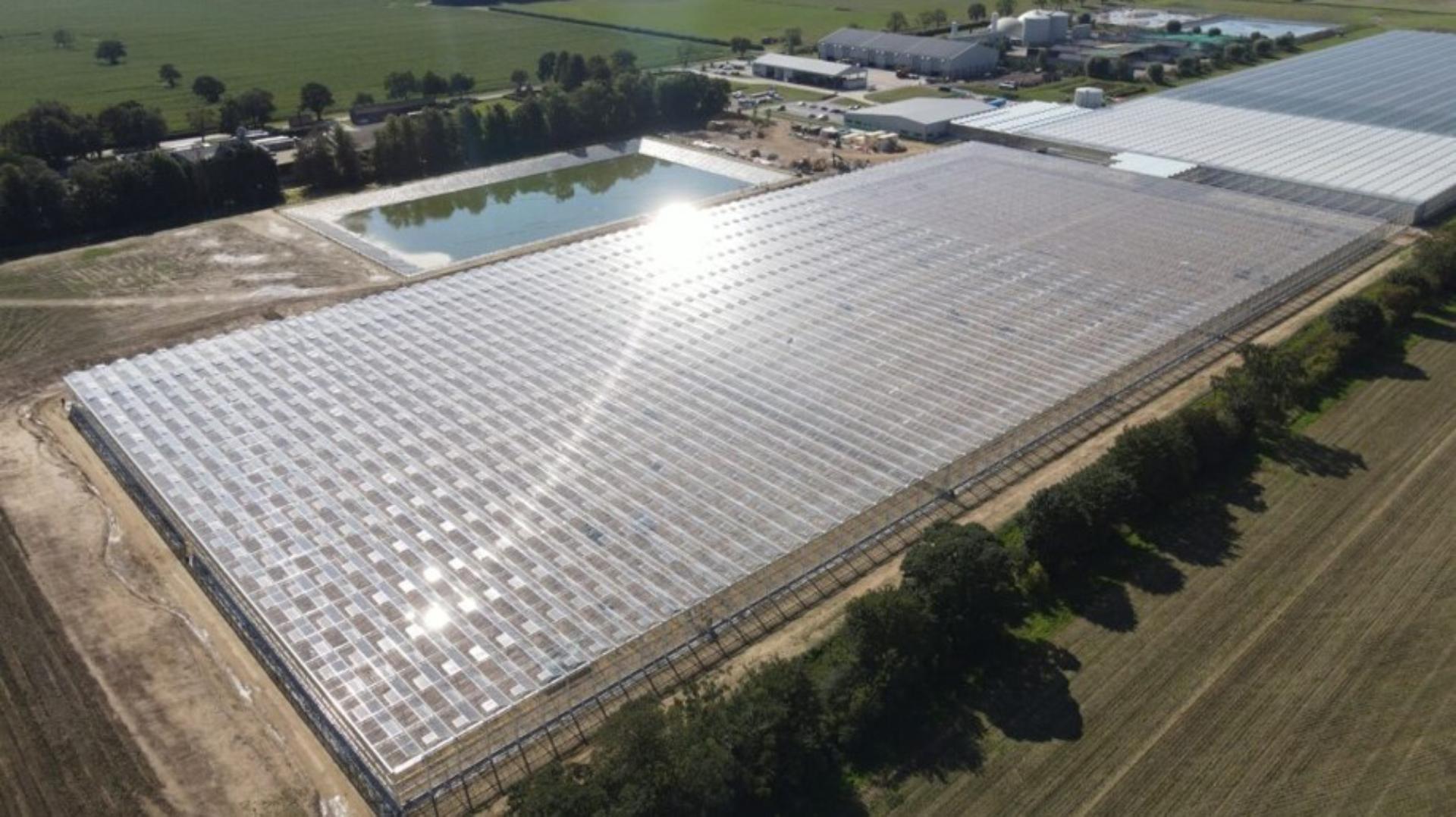 Aerial view of Dyson Farming greenhouses in Lincolnshire