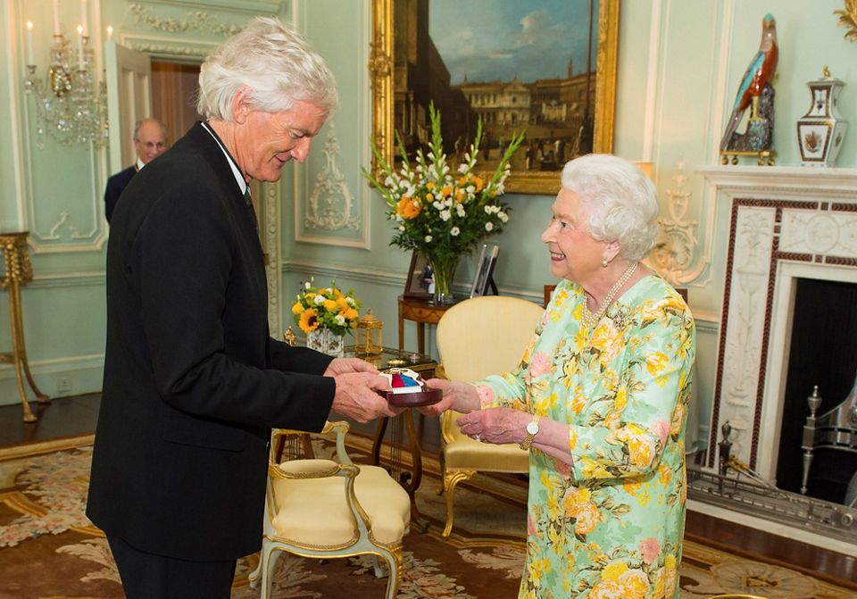Queen Elizabeth II with Sir James Dyson OM CBE FRS