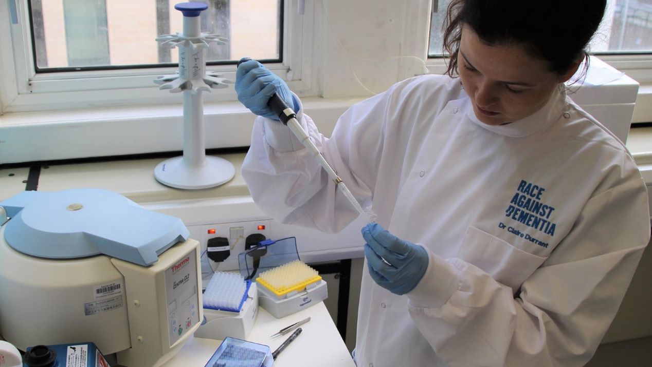 Dr Claire Durrant in her lab at Edinburgh University.