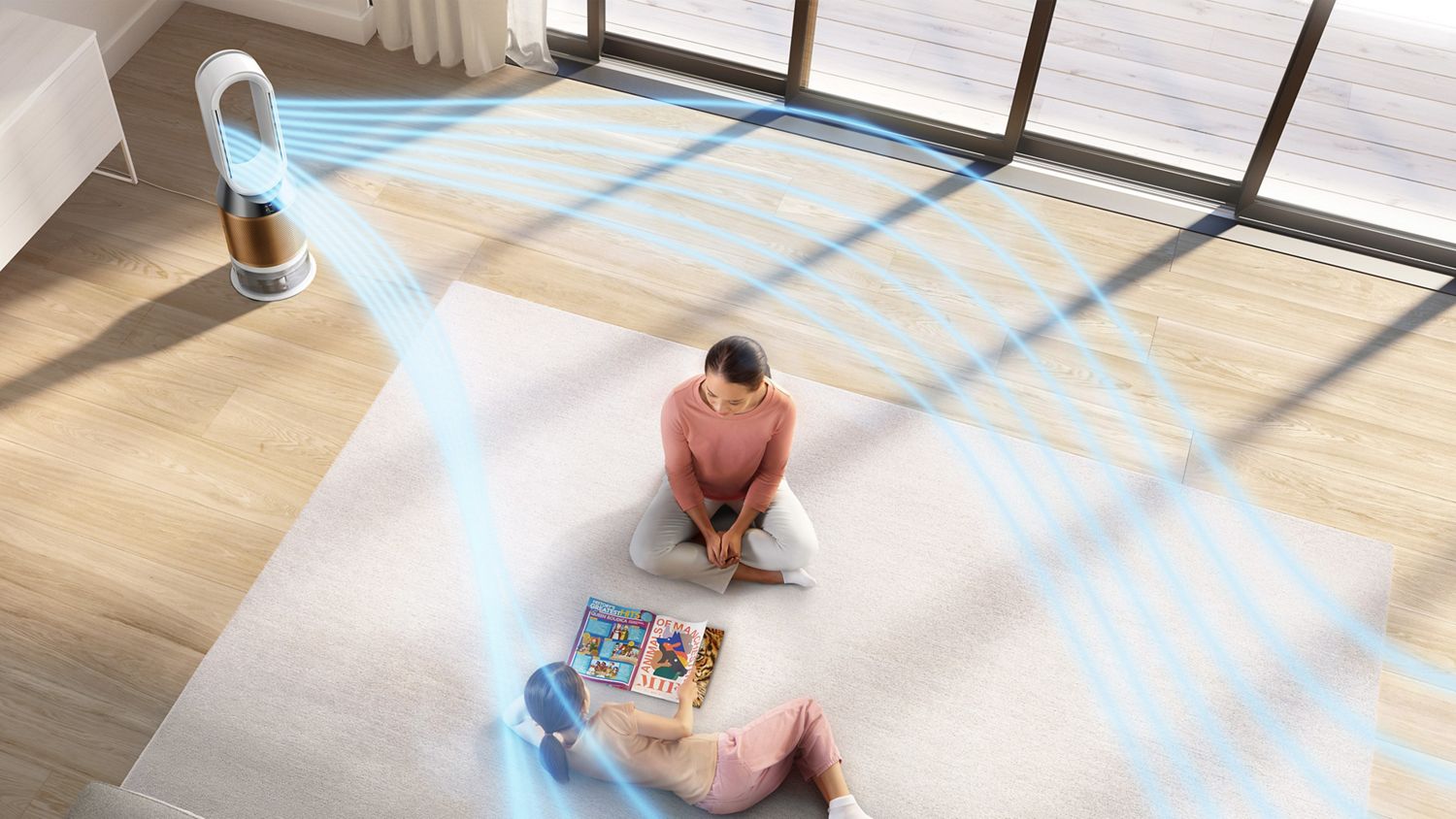 Dyson purifier pourifying the room