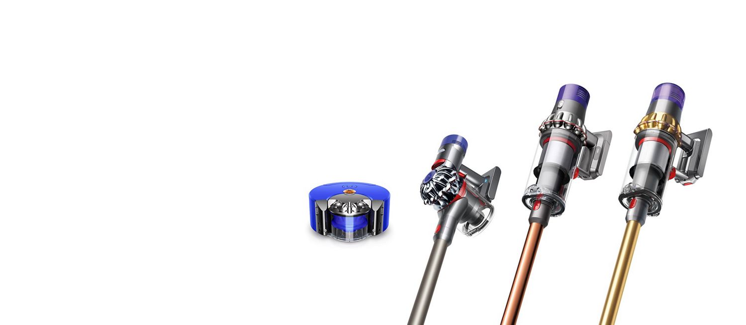 Three cordless vacuum cleaners and one robot vacuum