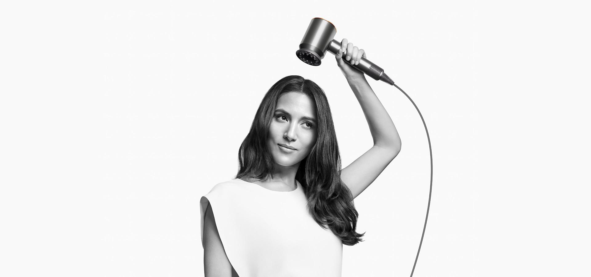 Model with long, dark hair