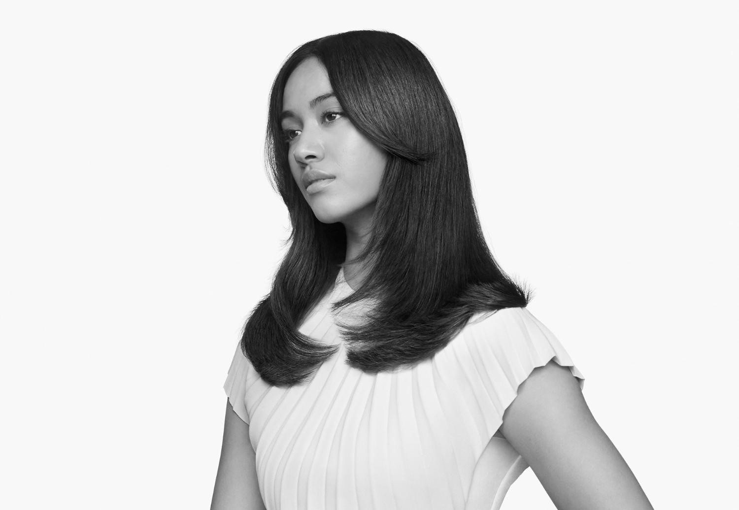 Model with long, dark hair