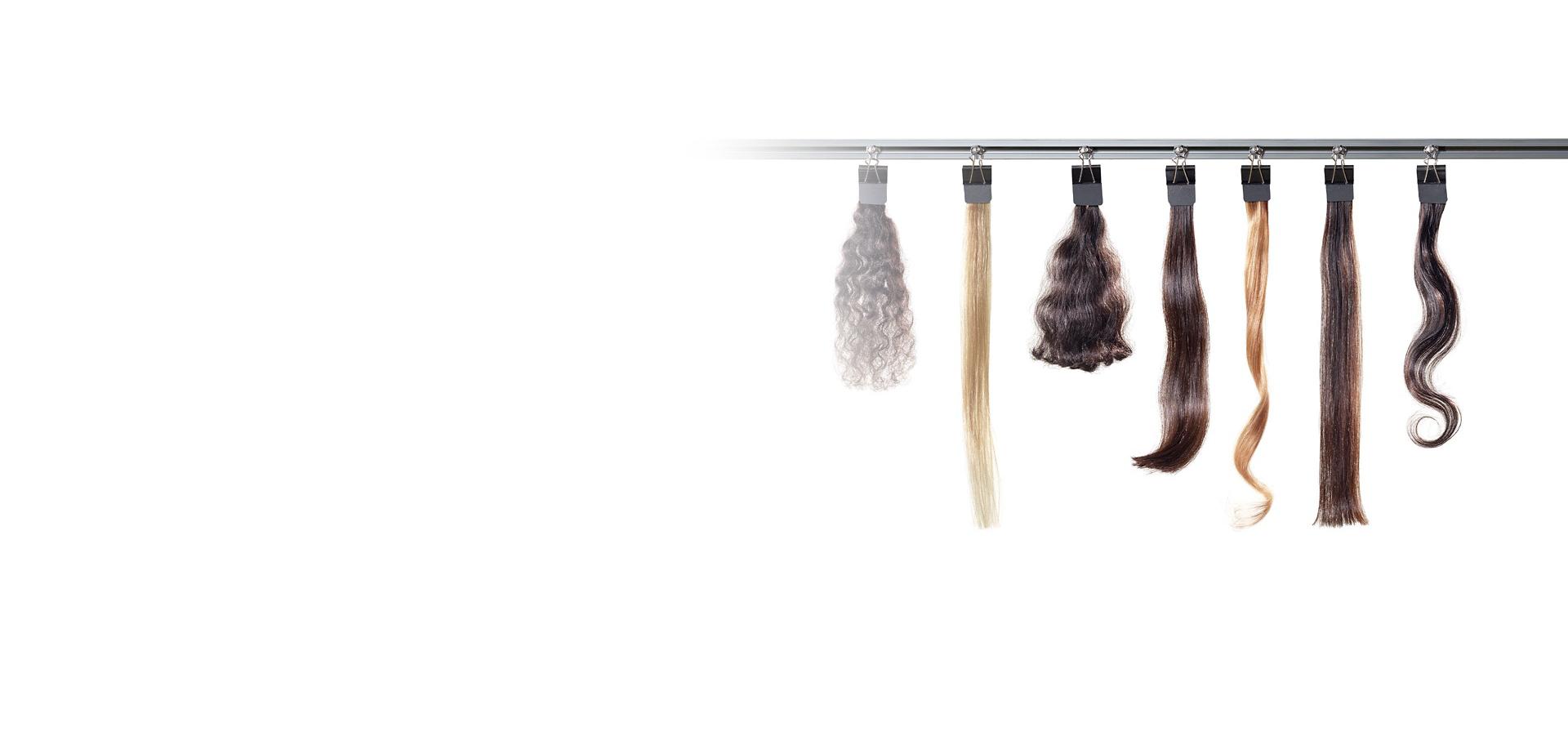 Różne rodzaje włosów poddawane testom