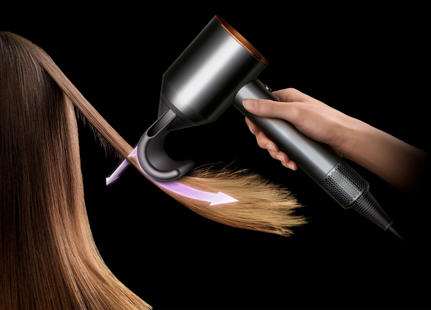 Dyson Supersonic Flyaway attachment used to style hair