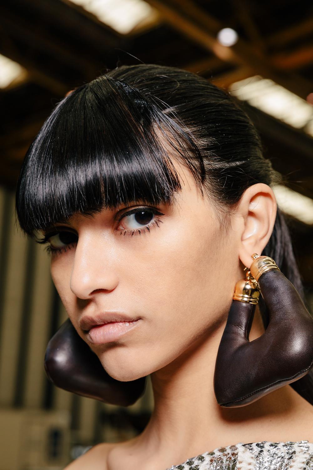 Model's hair at the Balmain show in paris