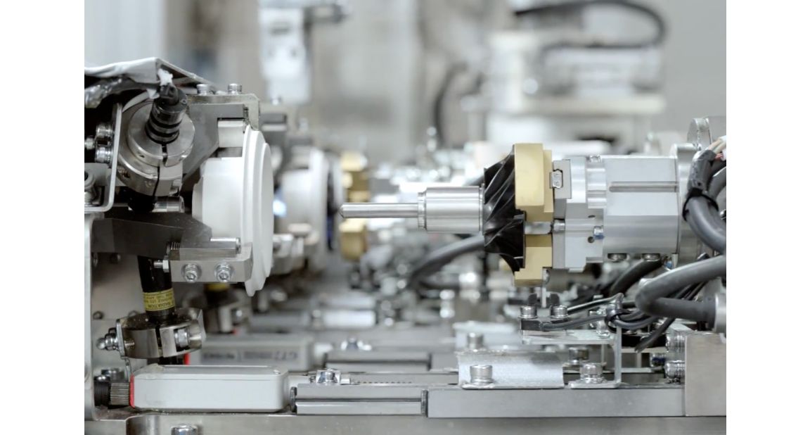 A Dyson Hyperdymium motor being assembled.
