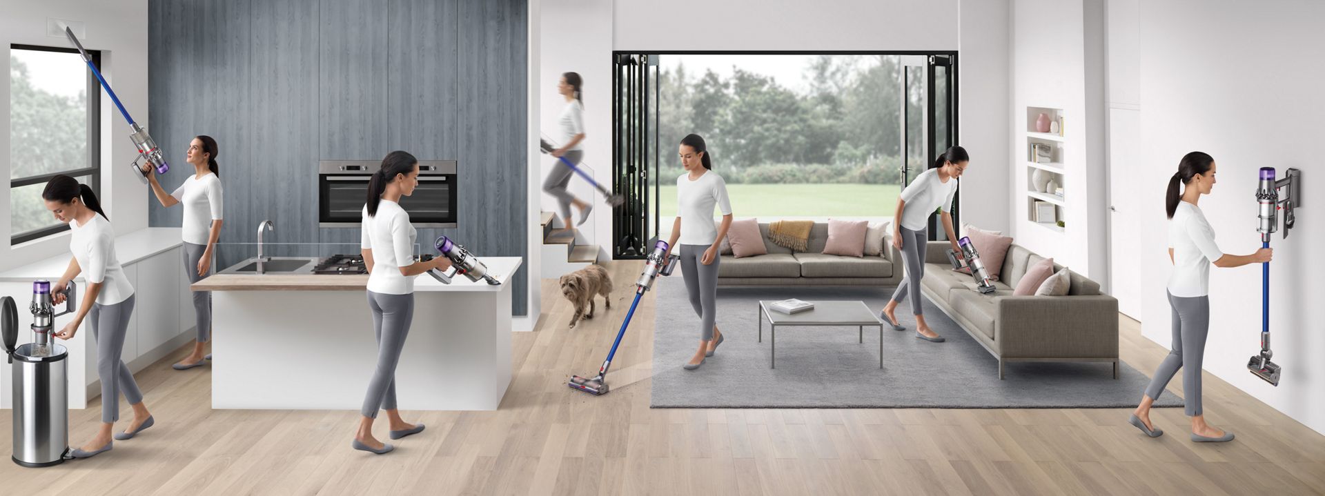 Dyson V11 being used around the home.
