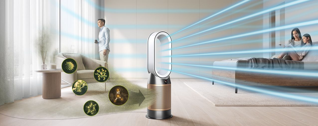 Photo du Dyson Hot+Cool™ dans une pièce de vie
