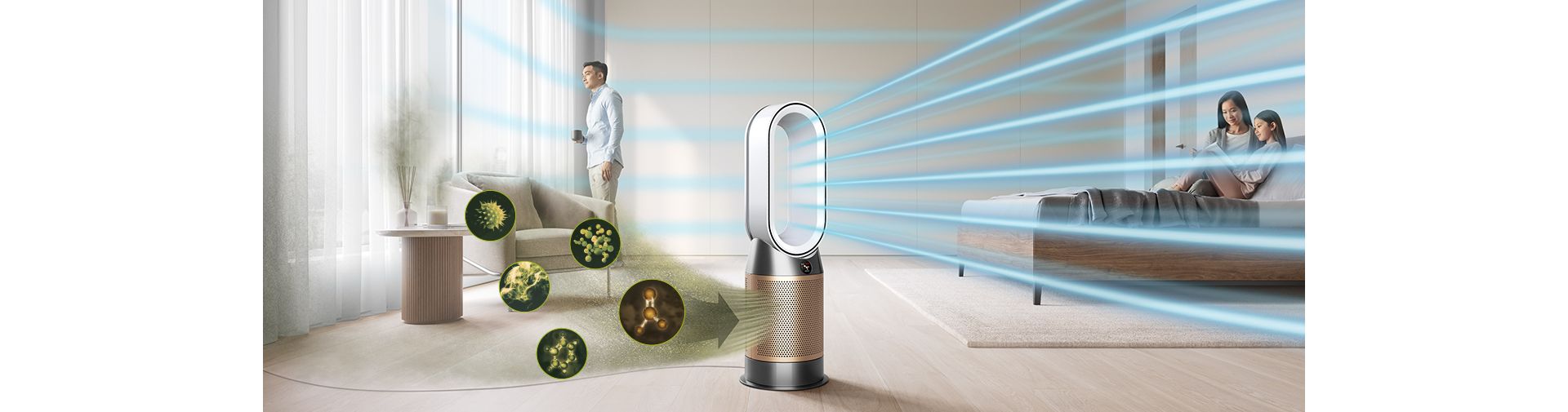 Photo du Dyson Hot+Cool™ dans une pièce de vie