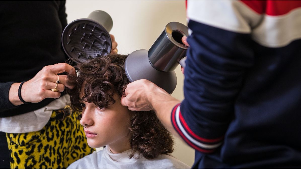 The Dyson Supersonic hair dryer being used at Milan Fashion Week.