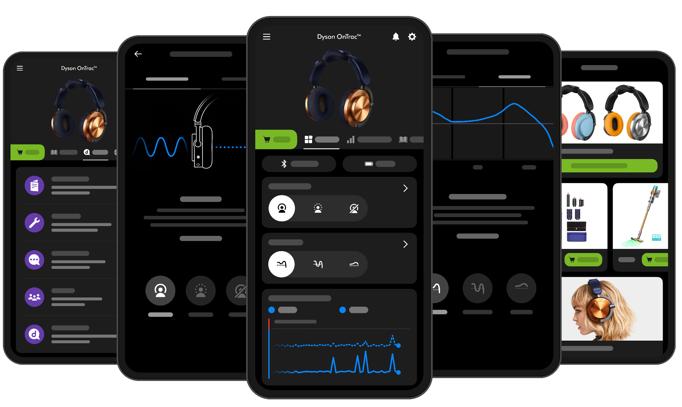 The MyDyson™app³ connected to the Dyson OnTrac™headphones