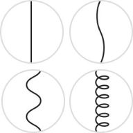 Line drawing of strands of each different hair type