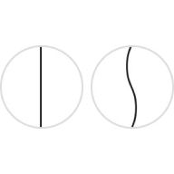 Line drawing of strands of straight and wavy hair type