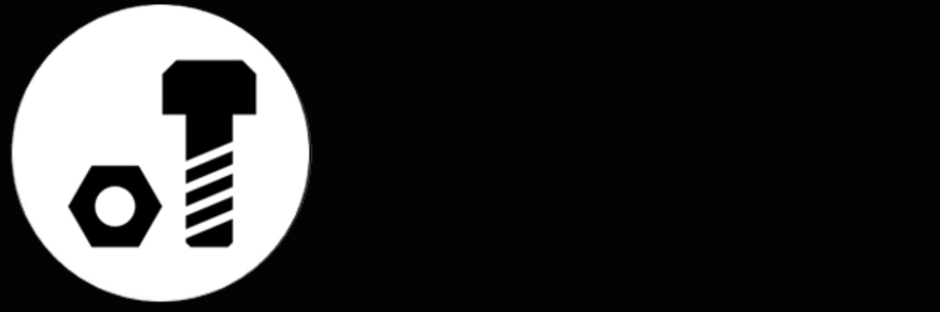 Čiernobiela ikona s maticou a skrutkou.