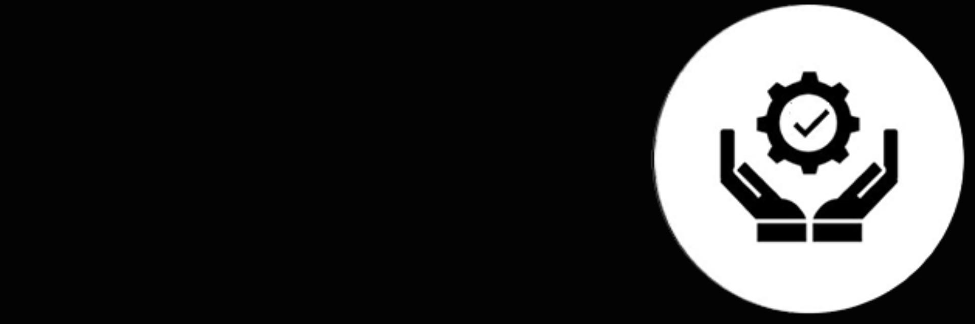 أيقونة باللونين الأبيض والأسود لأيدٍ تحمل دائرة وفي وسطها علامة اختيار.