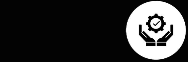 أيقونة باللونين الأبيض والأسود لأيدٍ تحمل دائرة وفي وسطها علامة اختيار.