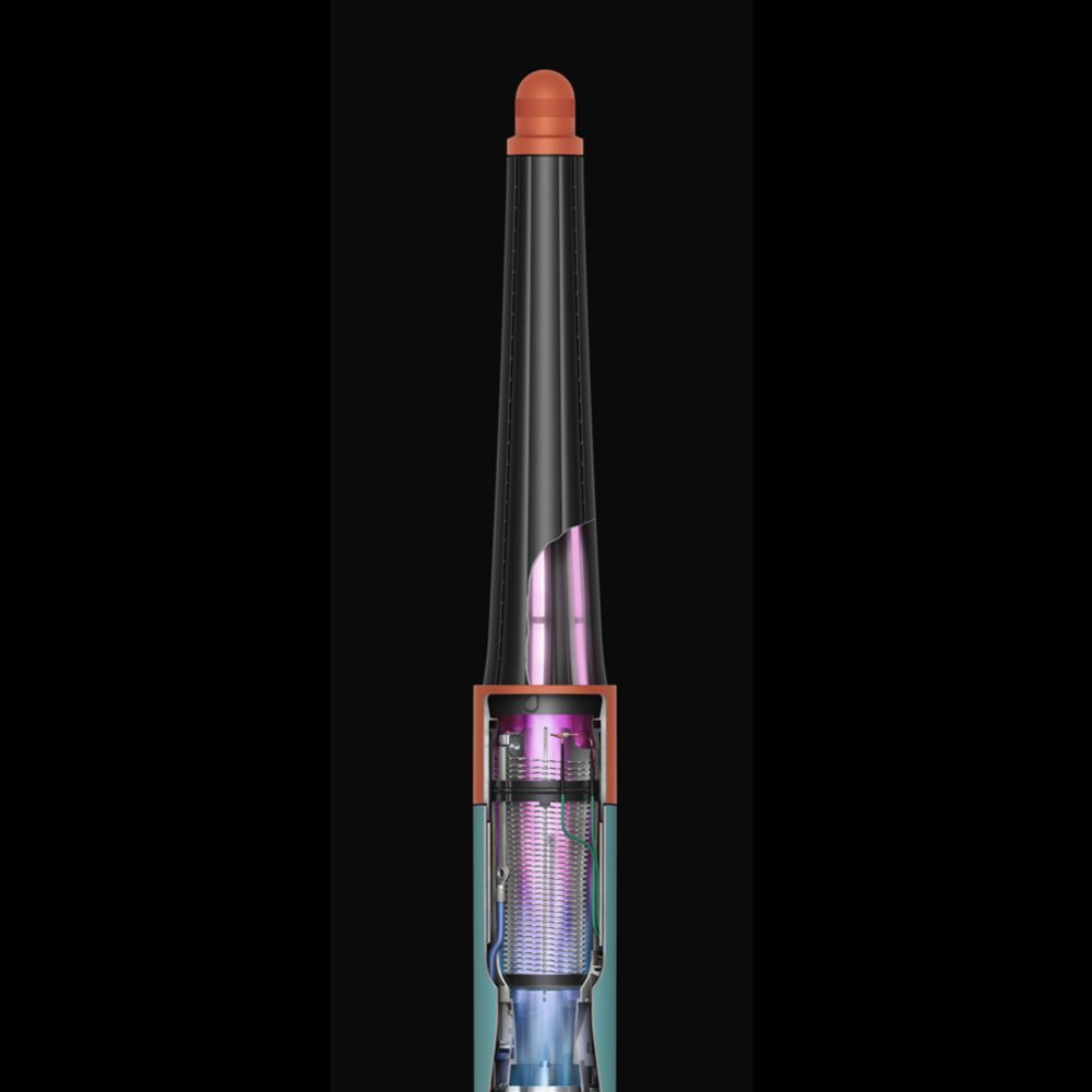 Cutaway of Dyson Airwrap ID multi-styler and dryer showing inside of machine and barrel.